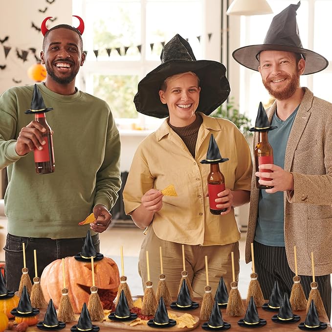 48 Pcs Mini Witch Hats and Broom - Image 6