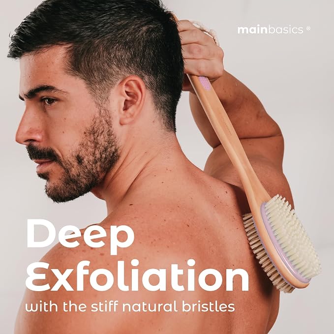 MainBasics Back Scrubber for Shower – Long Handle Dual-Sided Brush for Body - Image 6