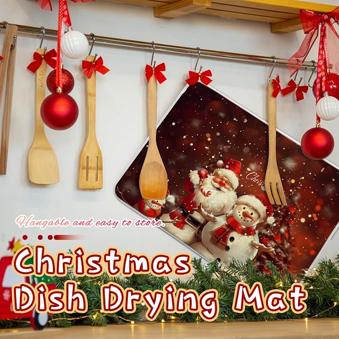 2 Pcs XXL Christmas Dish Drying Mat, Absorbent Microfiber Mats - Image 6