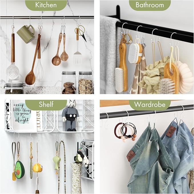 AmazerBath White Shower Curtain Hooks, Shower Curtain Rings, Simple Double - Image 7