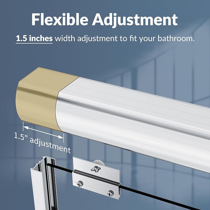 SUNNY SHOWER Double Sliding Shower Door Semi-Frameless Shower Enclosure 1/4 - Image 3