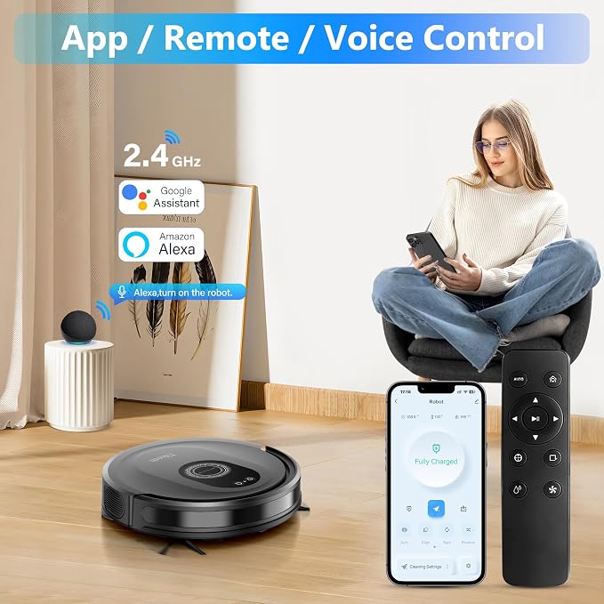 Tikom Robot Vacuum and Mop Combo, 5000Pa Robotic Vacuum Cleaner, 150 Min Max - Image 8
