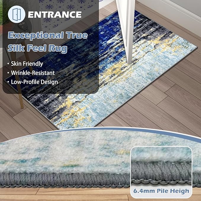 Runner Rug Washable 3x16 FT, Non Slip Rubber Backing Abstract Carpet, Soft Area Rugs for Bedroom Kitchen Hallway Entryway Bathroom, Customized