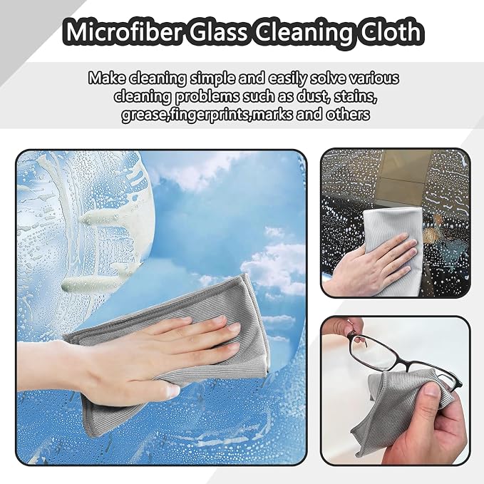 XANGNIER Microfiber Glass Cleaning Cloths, 8 Pack Streak Free Miracle Cleaning - Image 2