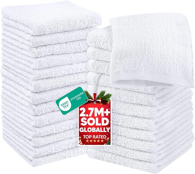 Utopia Towels 24 Pack Cotton Washcloths Set, 100% Ring Spun Cotton, Highly by UTOPIATOWELS