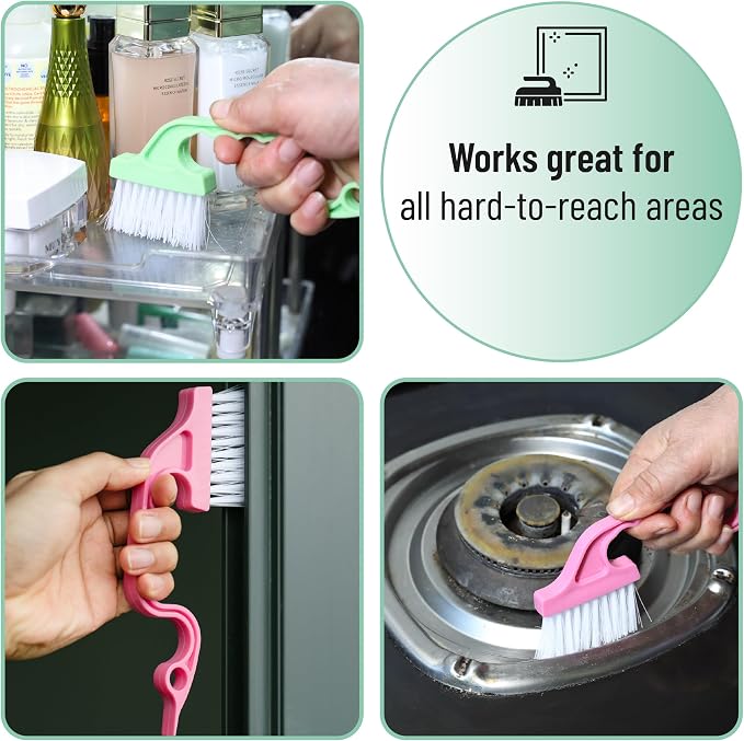 Slick- Window Track Cleaning Brush, 4 Pack, Colorful Ergonomic Handle, Built-in - Image 6