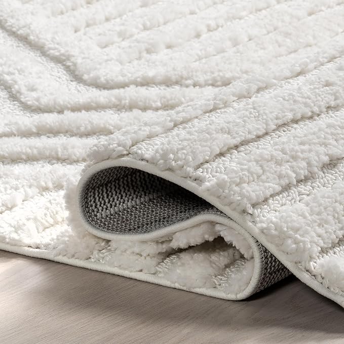 nuLOOM Risette Ivory, 2'6" x 6', Geometric, Soft and Textured, High Traffic, Stain Resistant, Easy Clean, Durable Runner for Bedroom, Living Room, Dining Space, Den, Foyer, Entryway
