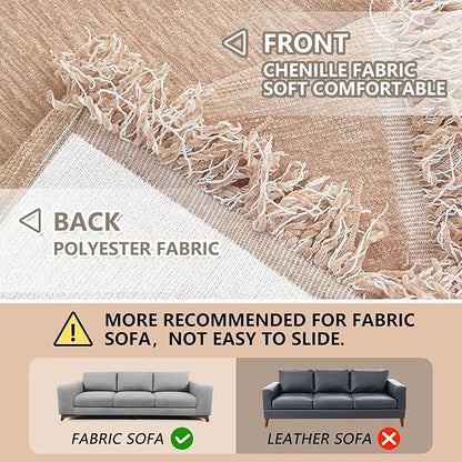 MEETSKY Couch Cover Sofa Covers for Sectional Sofa Universal Fit for Couch 2 Seat, Thick Washable Sofa Slipcover Large, 71"x 102", Khaki