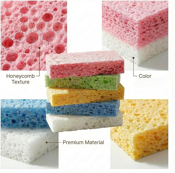 Kitchen Sponges- Heavy Duty Cellulose Scrub Dish Sponge - Image 5