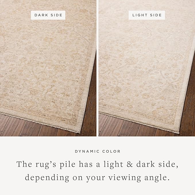 Loloi Chris Loves Julia Palma Collection PLM-01 Ivory/Sand 2'-7" x 10'-0" Fringe Runner Rug Vintage Style Boho Living Room Bedroom Carpet