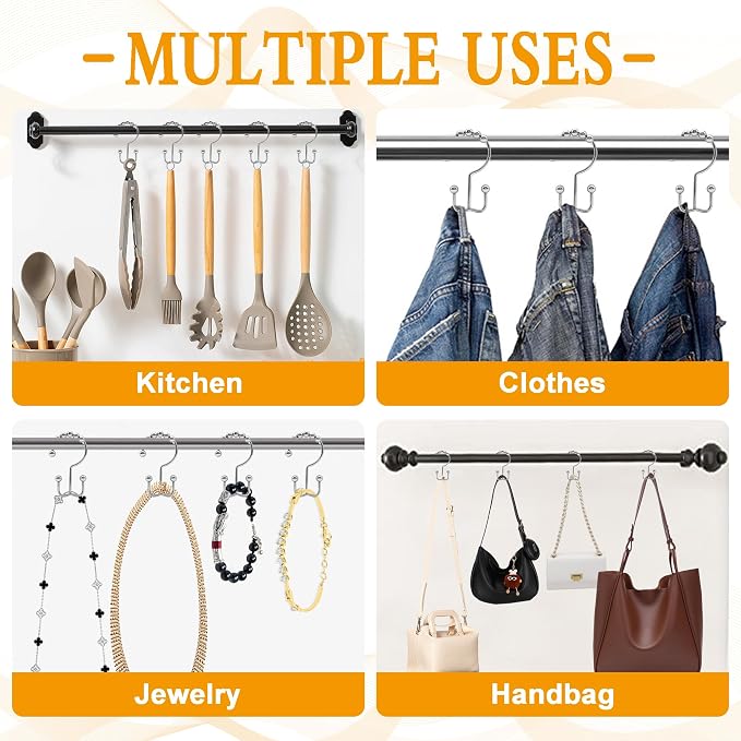 Shower Curtain Hooks, Free Sliding Double Shower Hooks - Image 7