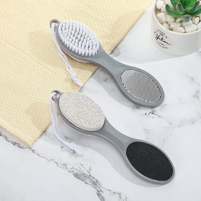 2 Pieces 4 in 1 Pedicure Tool Foot Scrubber Brush Foot File Callus Remover - Image 7