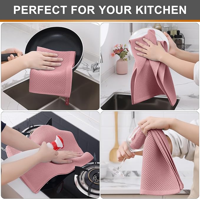 Kitinjoy 100% Cotton Waffle Weave Kitchen Hand Towels - Image 4