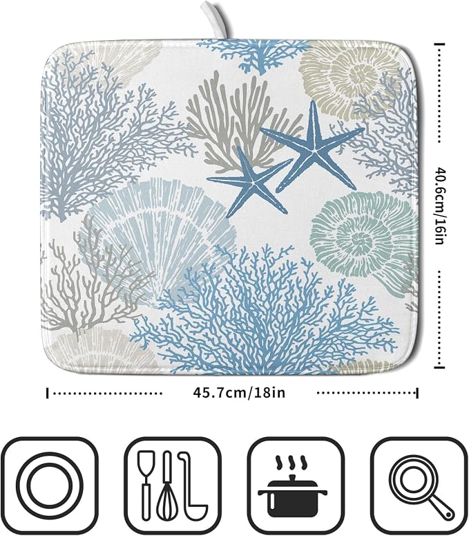 Nautical Coastal Dish Drying Mat - Image 2