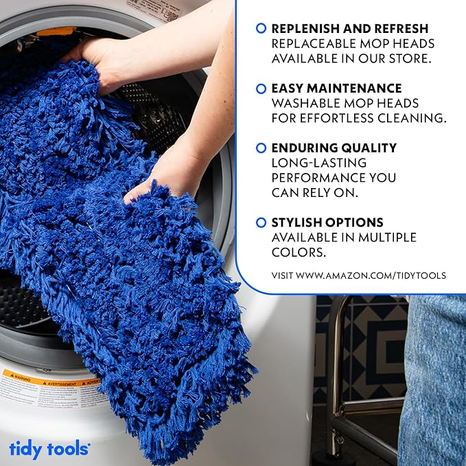 36 Inch Blue Commercial Dust Mop & Floor Sweeper – Wood Handle Floor Mop - Image 4