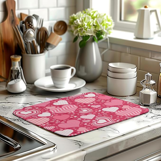 Valentine's Day Red Pink Love Heart Drying Mat - Image 6
