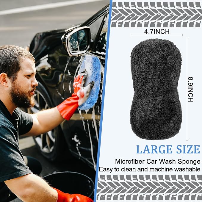 Tanlade 4 Pcs 2 Pack Large Microfiber Car Wash Sponge - Image 3