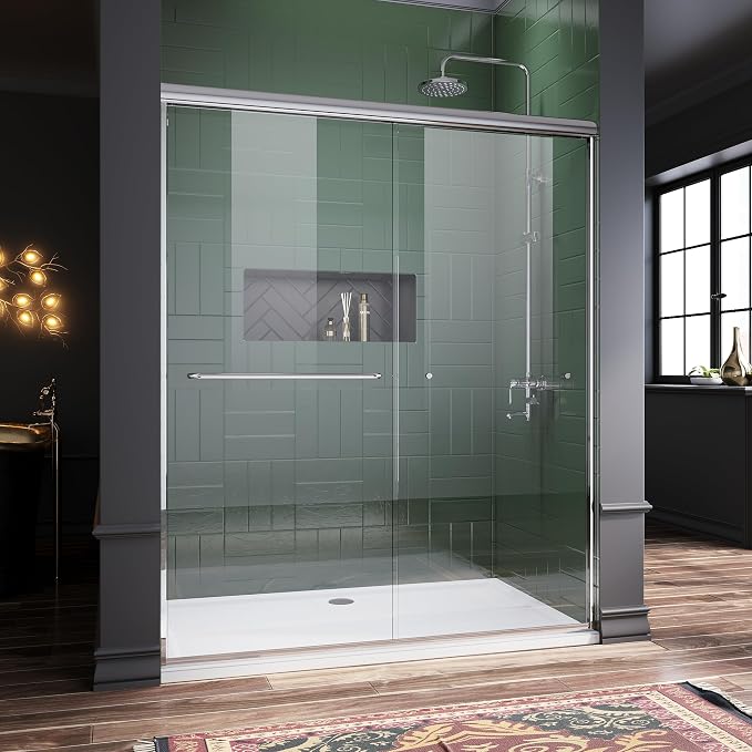 ELEGANT Shower Doors 58.5-60" W x 72" H, Semi-Frameless Bypass Sliding Shower by ELEGANT