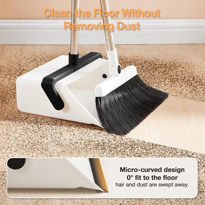 Broom with Dustpan Combo Set, UOEOS One-Sweep Clean, Pet Hair Removal Broom - Image 5