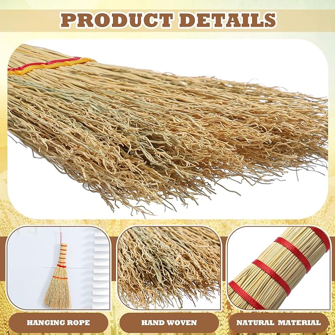 Suclain 2 Pcs Small Corn Whisk Brush Broom 100% Handmade 12 Inch Handheld Brush - Image 3