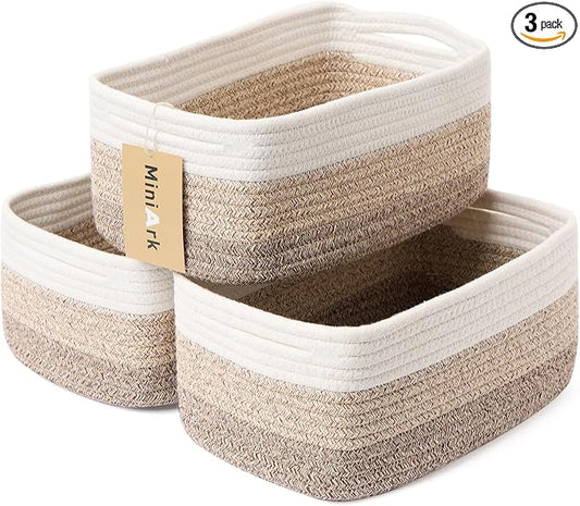 MiniArk Small Storage Baskets for Organizing | Closet Organizer Bins | Shelf by MiniArkStorageBasketsHome