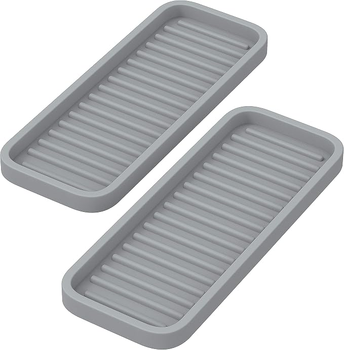 ZAPPOWARE Silicone Kitchen Sink Caddy Sponge Holder 9x3.5 Gray by ZAPPOWARE