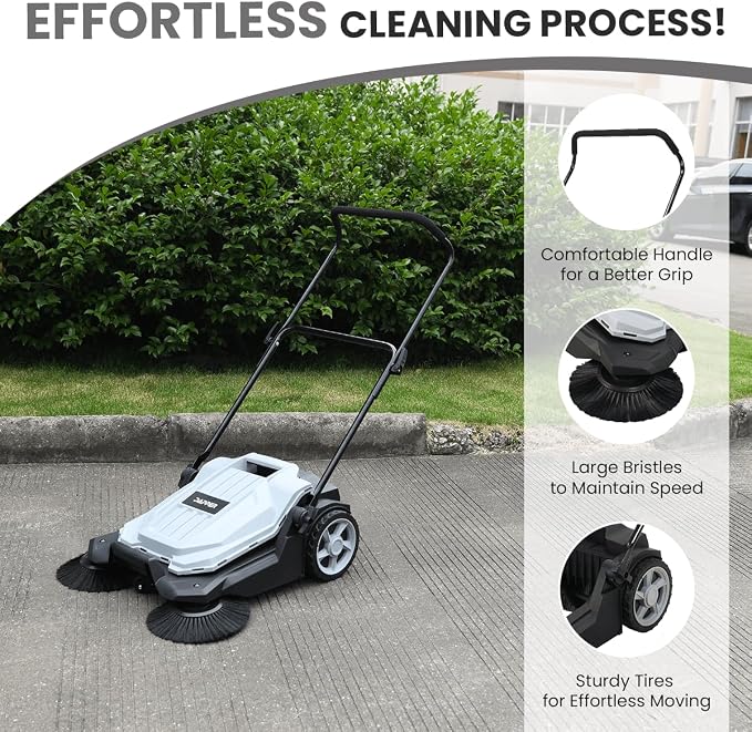 Walk-Behind Outdoor Hand Push Floor Sweeper - Image 2
