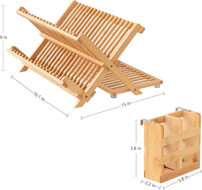 HBlife Bamboo Dish Drying Rack - Image 2