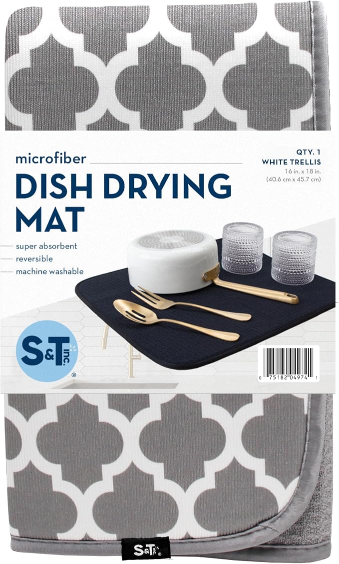 S&T INC. Dish Drying Mat, 16” x 18”, Absorbent Microfiber Kitchen Counter Mat - Image 8