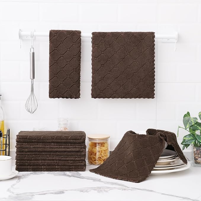 Homaxy 12 Pack Dish Towels for Kitchen, Super Soft and Absorbent Coral Velvet - Image 6