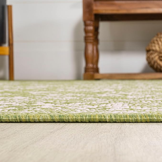 JONATHAN Y Weave Floral Indoor Outdoor Area Rug 9X12 Green/Cream, Tela Bohemian Textured for Backyard, Patio, Porch, Easy-Cleaning, High Traffic, Pet-Friendly, Non-Shedding (SMB100D-9)