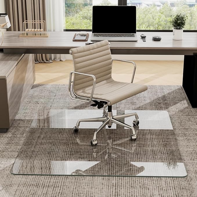 47" x 47" Tempered Glass -Glass Chair Mat, Heavy Duty Hard Floor Mat - Image 3