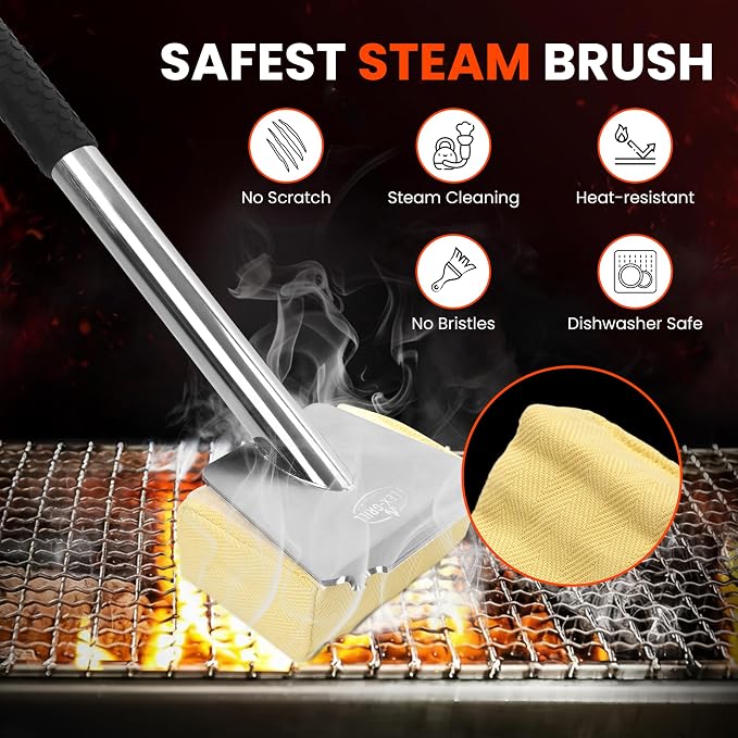 Stainless Steel Grill Brush, BrightGrill Bristle Free, Long Handler, BBQ Brush - Image 2