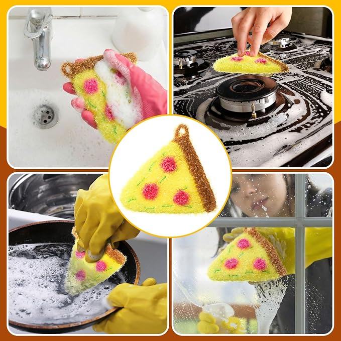 Breling 6 Pieces Pizza Shape Dish Sponge Dual Sided Non Scratch Dish Washing - Image 5