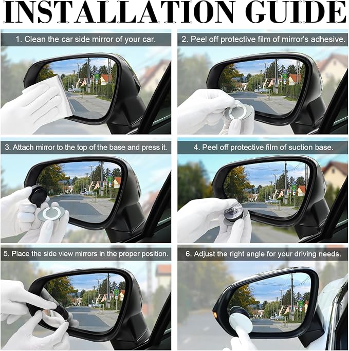 LivTee Blind Spot Car Mirror, Oval HD Glass Frameless Convex Side Mirror - Image 4