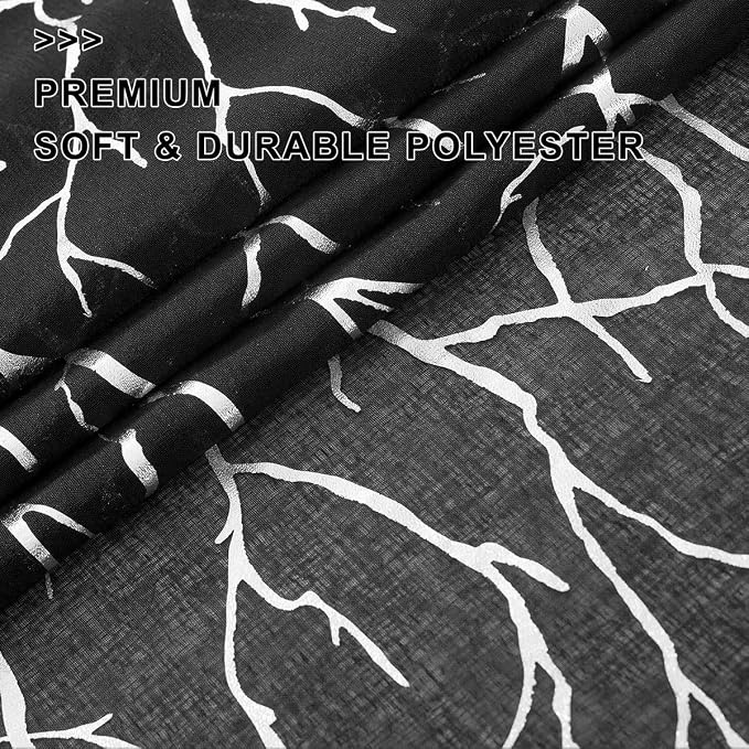 FINECITY Curtains, 2 Pair Black Silver Sheer, 52 x 84 Inch, Rod Pocket - Image 7
