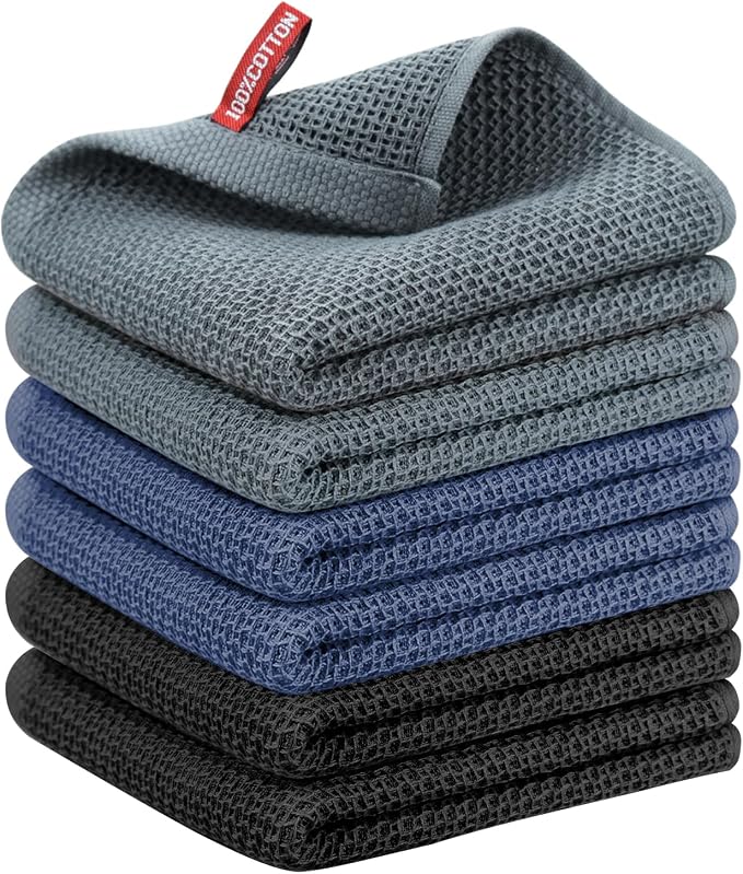 Nialnant 6 Pcs Kitchen Towels, 100% Cotton Kitchen Hand Towels, Super Soft and by Nialnant