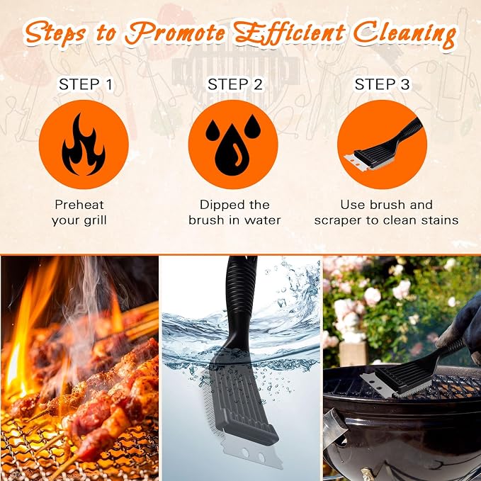 2 Pcs Grill Brush and Scraper, Barbecue Grill Cleaning Brush Stainless Steel - Image 6