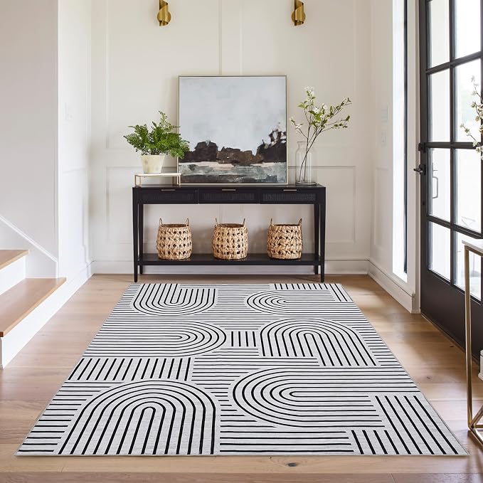 Washable Rug 5x7 Area Rugs for Living Room, Abstract Rug for Bedroom, Soft - Image 3