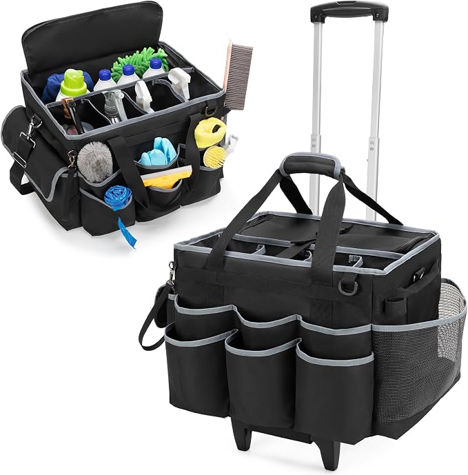 Large Cleaning Caddy with Detachable Trolley & Shoulder Strap, Cleaning by HODRANT