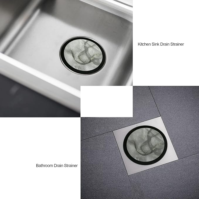 Sink Strainer 2Pcs Stainless Steel Metal Mesh Sink Drain Strainer Large Wide - Image 3