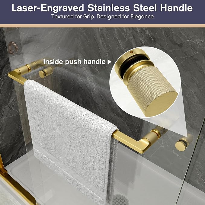 Double Sliding Shower Door, 1/4'' Clear SGCC Tempered Glass - Image 3