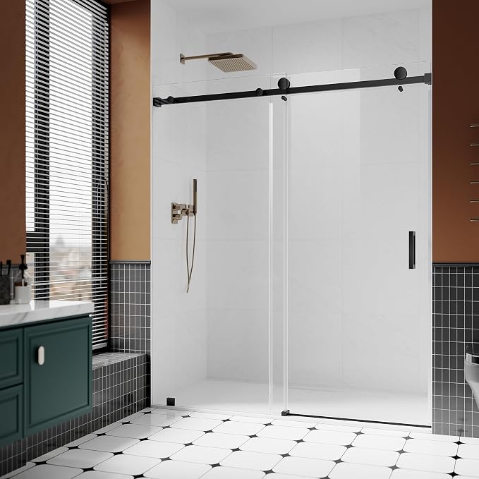 3/8" Sliding Glass Shower Door, 66-72" W x 76" H Frameless Bathroom Door - Image 7