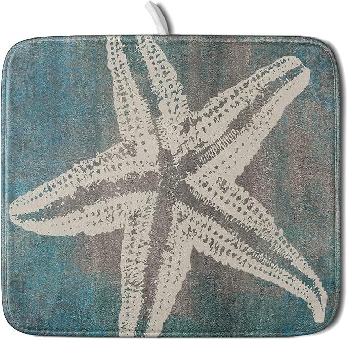 Giwawa Vintage Starfish Dish Drying Mat Coastal Beachy Nautical Drainer Rack by Giwawa