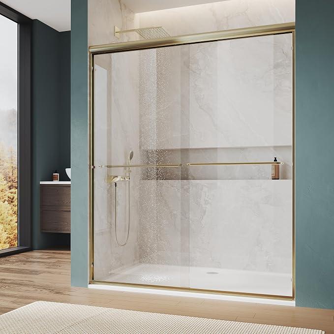ELEGANT Double Sliding Shower Door 44-48" W x 72" H, Semi-Frameless Bypass by ELEGANT
