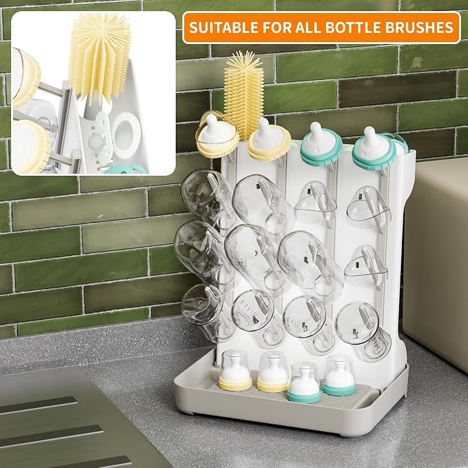 SuoXing Vertical Baby Bottle Drying Rack, Space Saving Countertop Baby Drying - Image 4