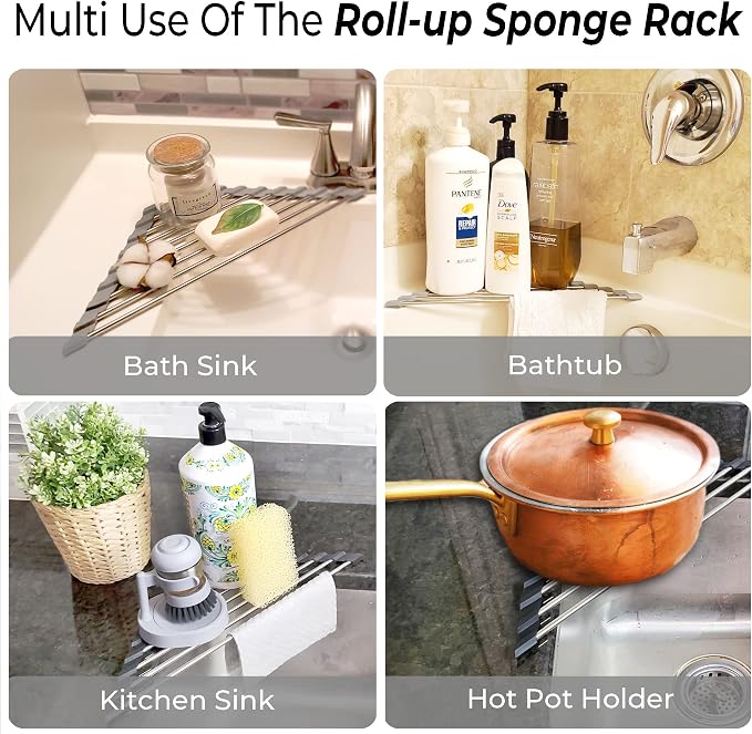 Roll Up Sponge Holder for Counter, Sink Organizer for Kitchen, Laundry Room - Image 5