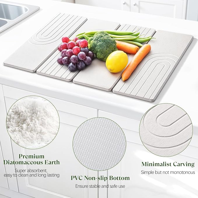 Large Stone Dish Drying Mat for Kitchen Counter, Quick Dry Stone Dishes Mats - Image 4