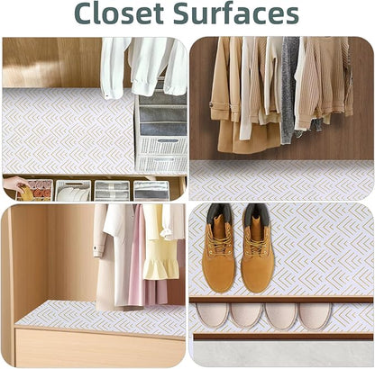 Shelf Liner for Kitchen Cabinets Non Adhesive Drawer Liner Gold Arrow Non-Slip Thickened Shelf Liner Paper Strong Easy to Clean for Tool Box Refrigerator with Knife and Tape Measure 12 inche x 30 feet