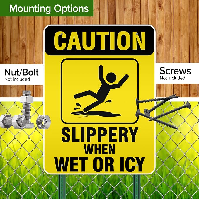 Caution Slippery When Wet Sign or ICY Sign, Indoor/Outdoor Use, USA MADE By My - Image 4